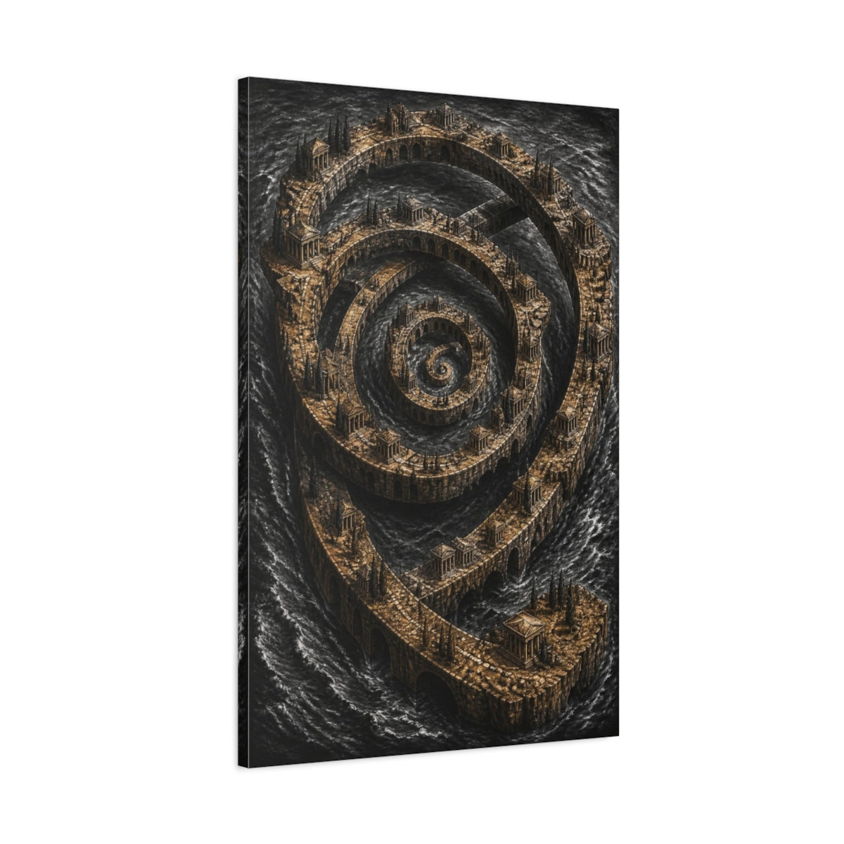 Main Mockup. Spiral Archipelago Illusion shown as canvas print
