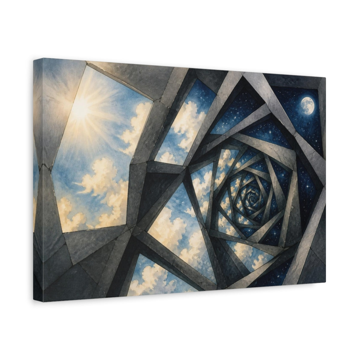 Side Mockup 4. Spiral Window Illusion shown as canvas print