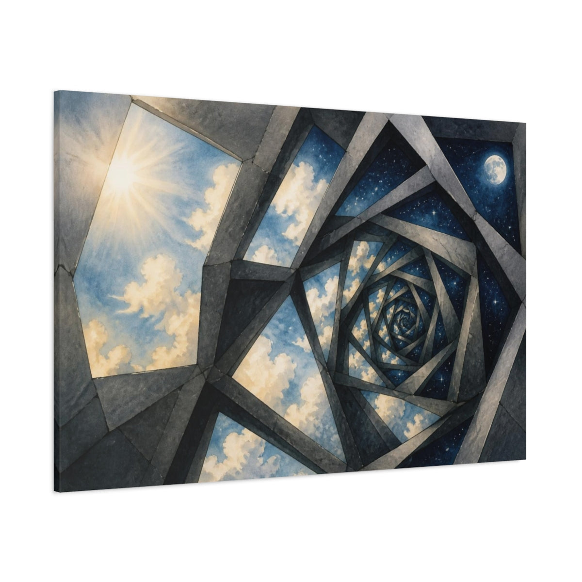 Side Mockup 1. Spiral Window Illusion shown as canvas print