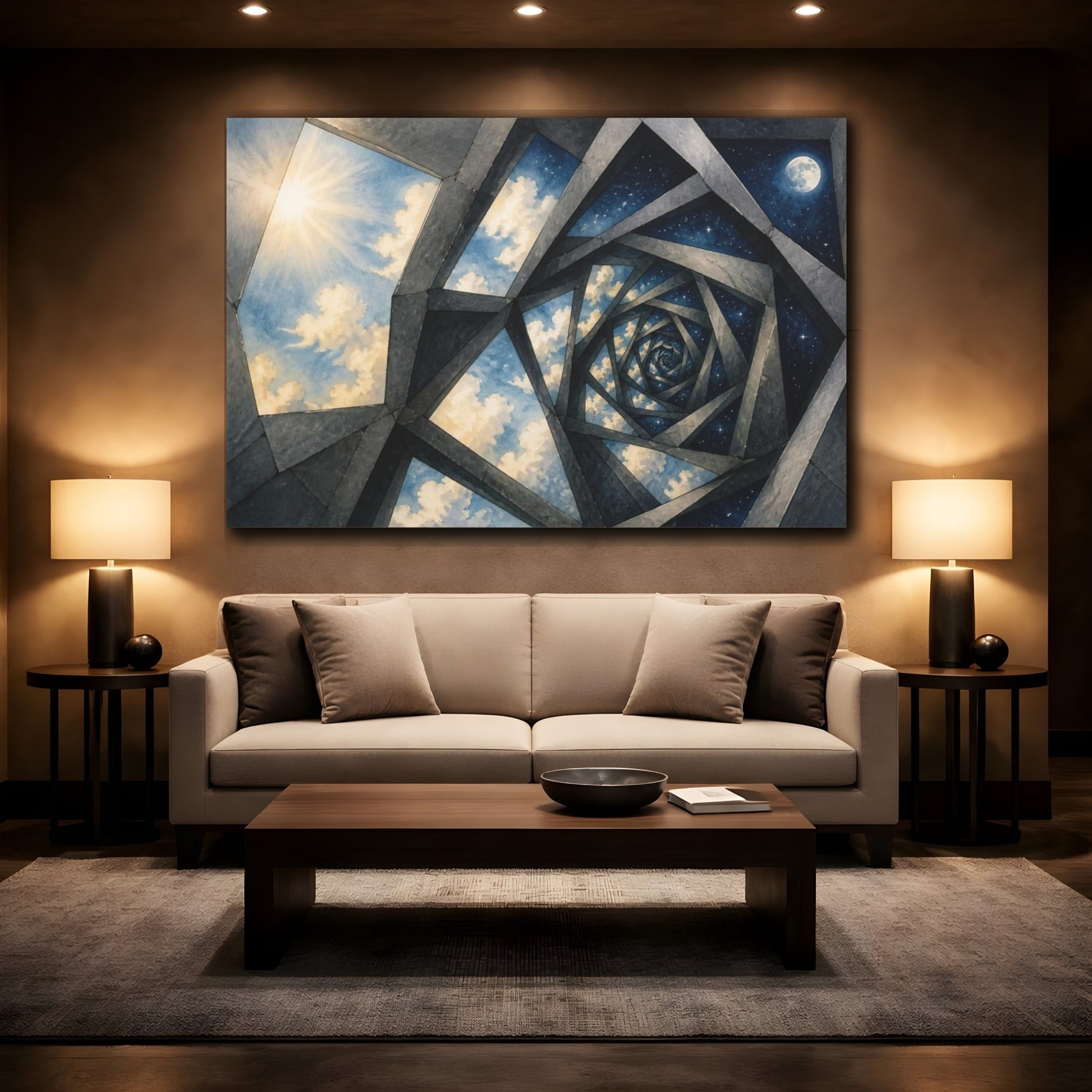 Mockup 2. Spiral Window Illusion shown as canvas print