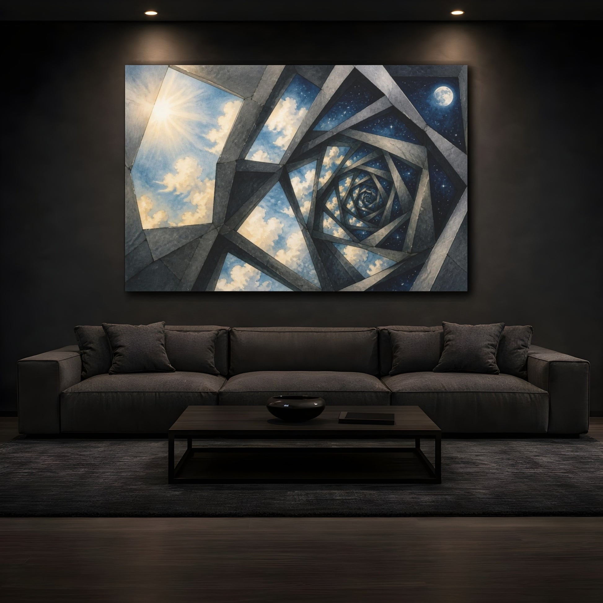 Mockup 3. Spiral Window Illusion shown as canvas print