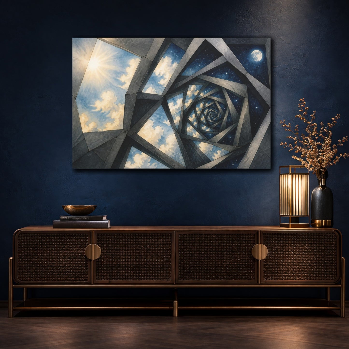 Mockup 4. Spiral Window Illusion shown as canvas print