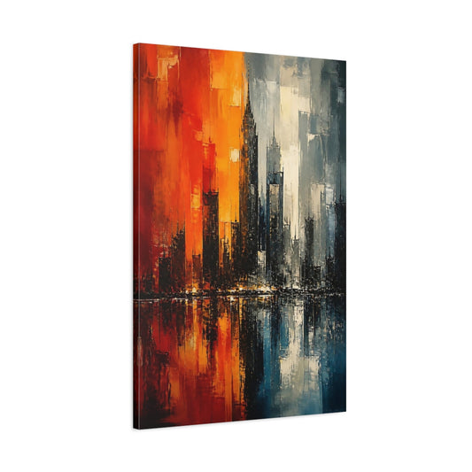 Main Mockup. Split Urban Skyline shown as canvas print