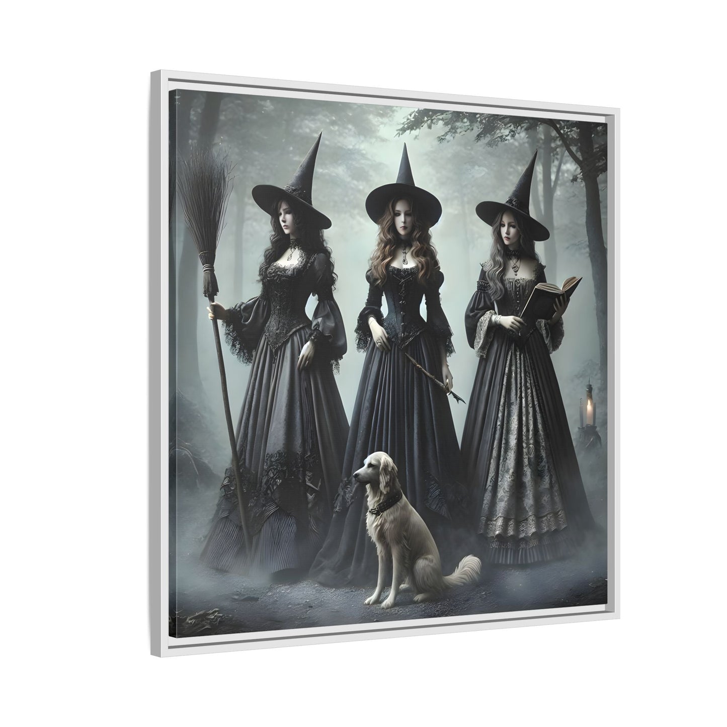 Spooky Hell Witches Canvas Wall Art Print, Antique Vintage Victorian Era Prints - YesArtYes