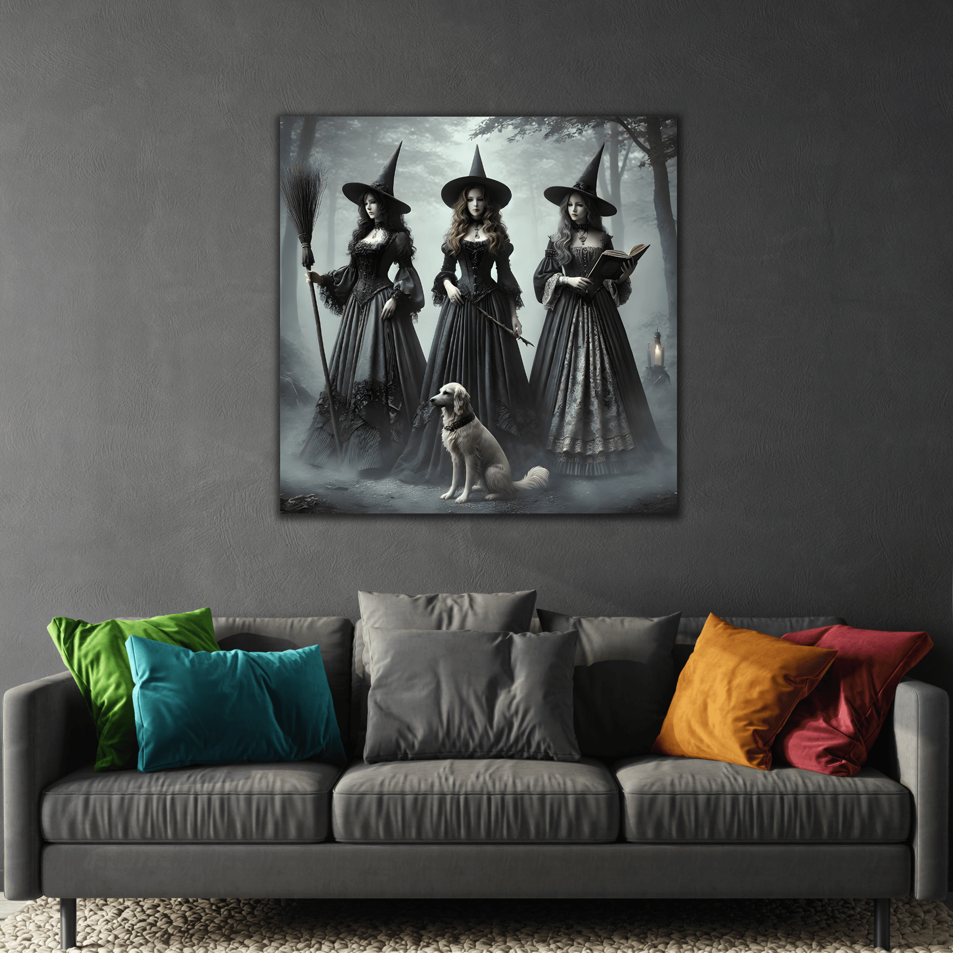 Spooky Witches Wall Art Canvas Print Antique Style Vintage Victorian Era - YesArtYes