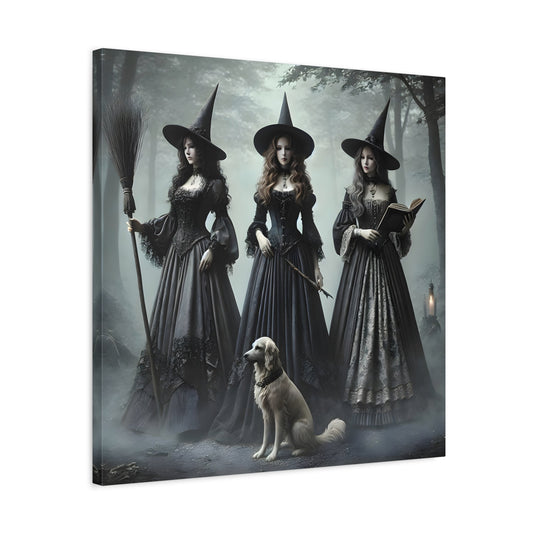 Spooky Witches Wall Art Canvas Print Antique Style Vintage Victorian Era