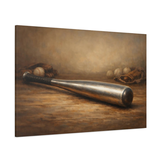 Main Mockup. Sports Baseball Bat Rustic Baseball shown as stretched canvas wall art