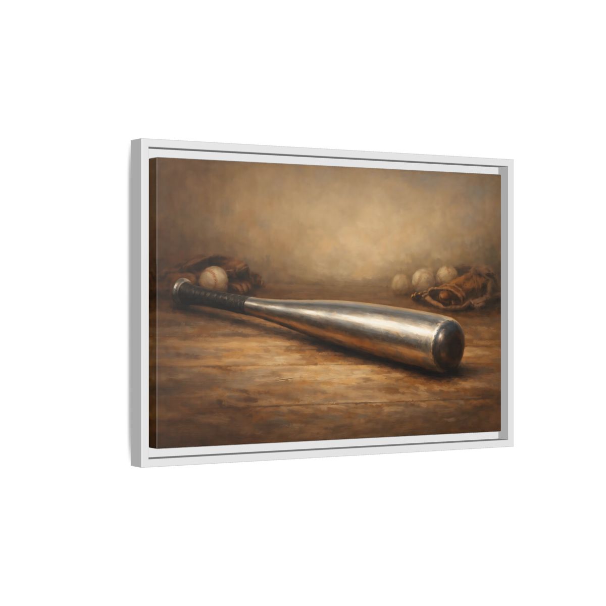 Side Mockup 1. Sports Baseball Bat Rustic Sports shown as stretched canvas wall art