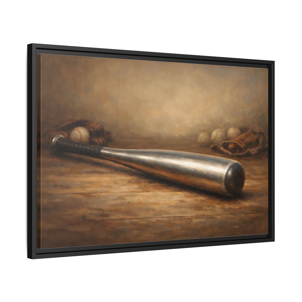 Side Mockup 14. Sports Baseball Bat Rustic Sports shown as stretched canvas wall art