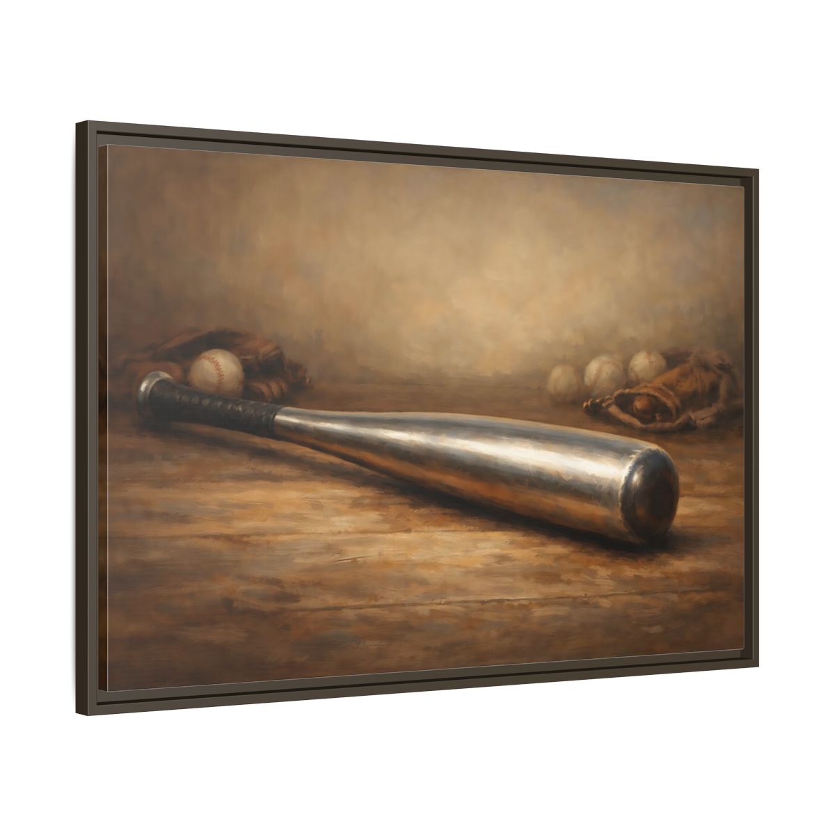 Side Mockup 9. Sports Baseball Bat Rustic Sports shown as stretched canvas wall art