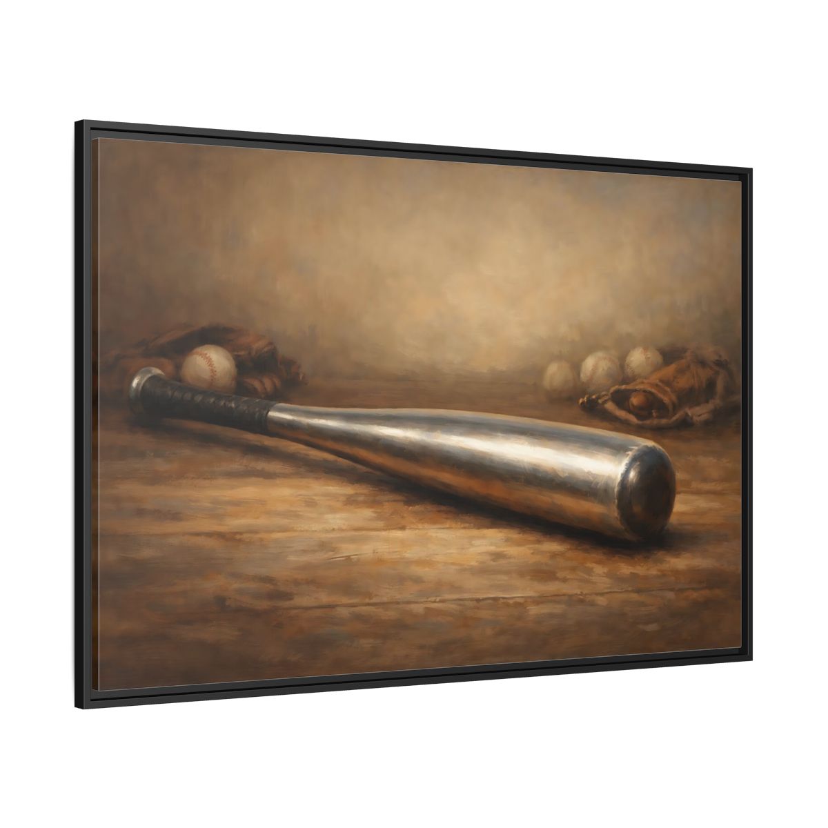 Side Mockup 12. Sports Baseball Bat Rustic Sports shown as stretched canvas wall art