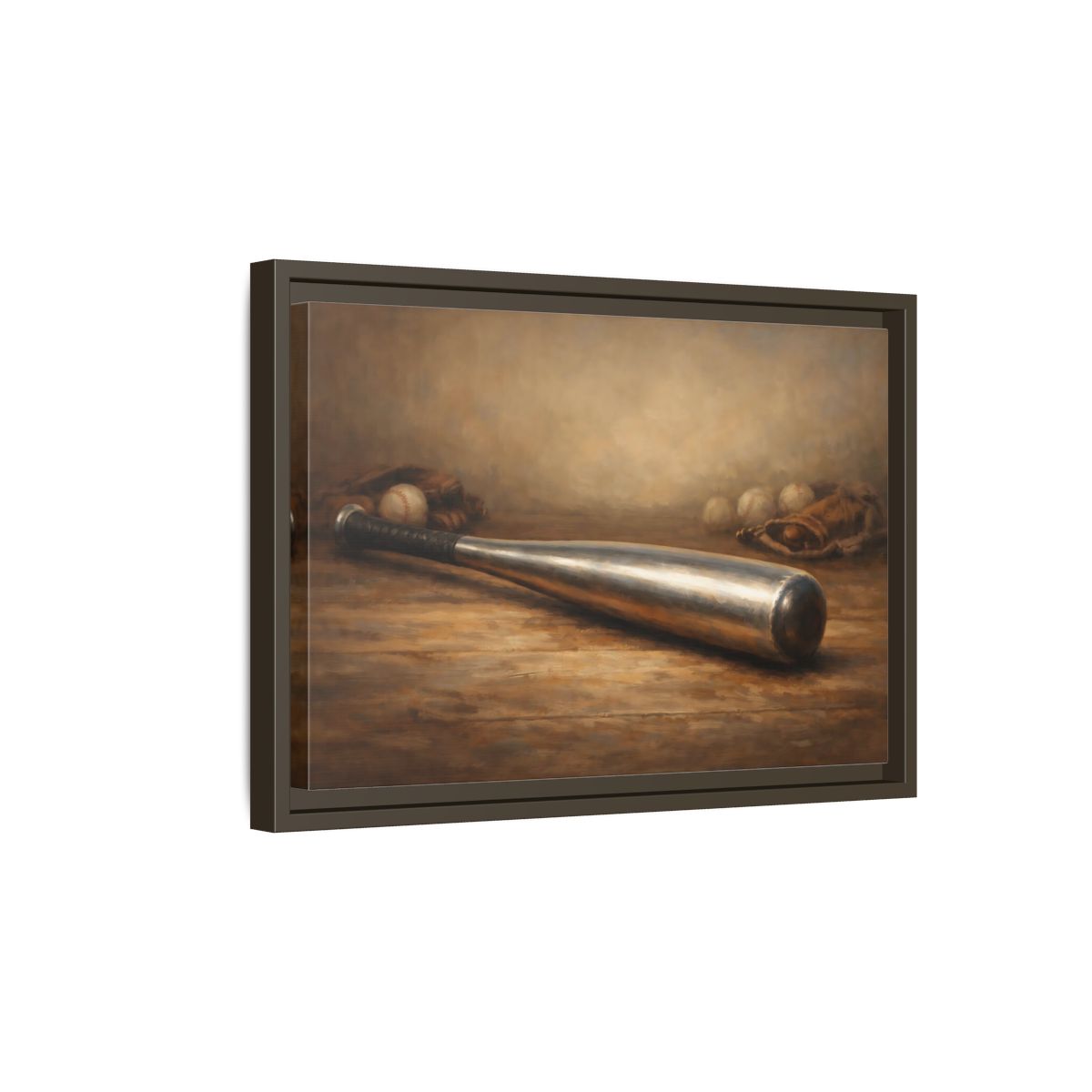 Side Mockup 5. Sports Baseball Bat Rustic Sports shown as stretched canvas wall art