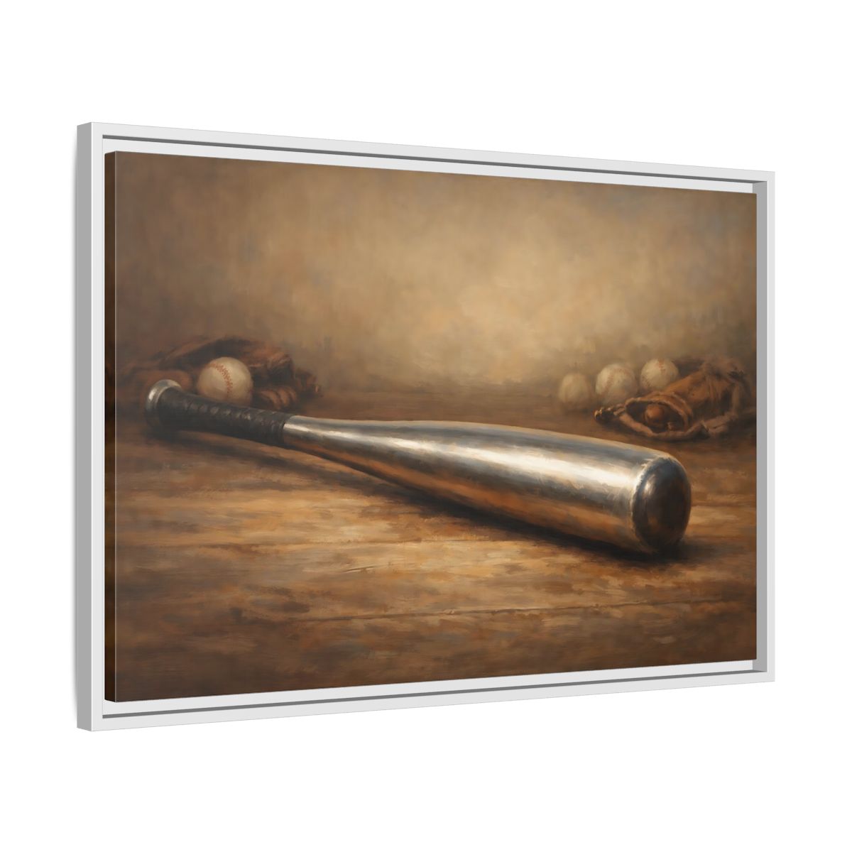 Side Mockup 10. Sports Baseball Bat Rustic Sports shown as stretched canvas wall art