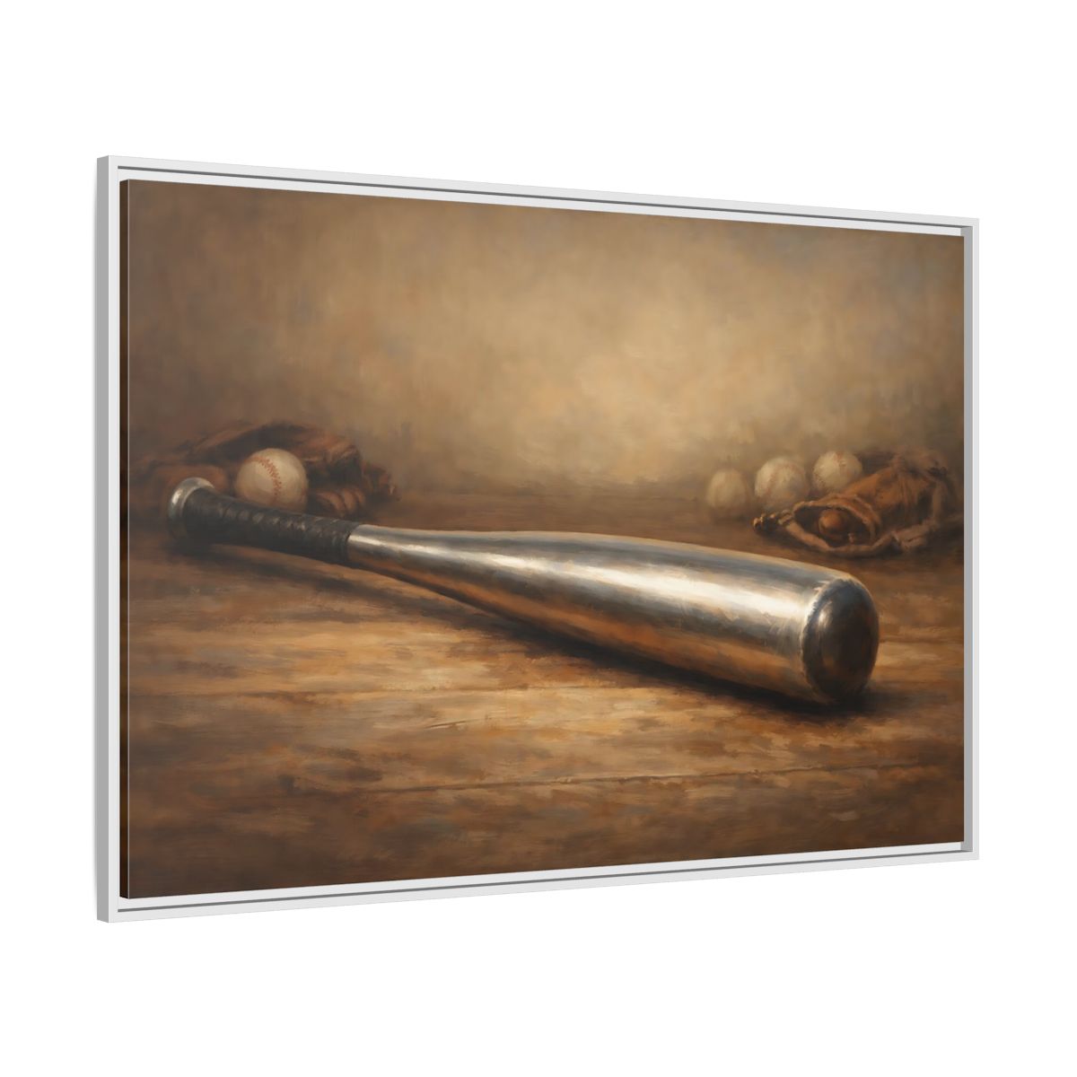 Side Mockup 7. Sports Baseball Bat Rustic Sports shown as stretched canvas wall art