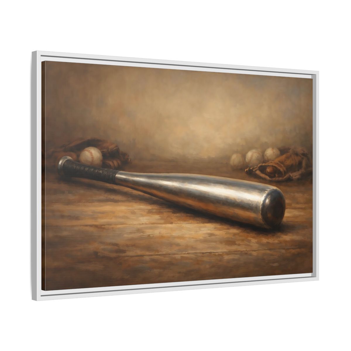 Side Mockup 8. Sports Baseball Bat Rustic Sports shown as stretched canvas wall art
