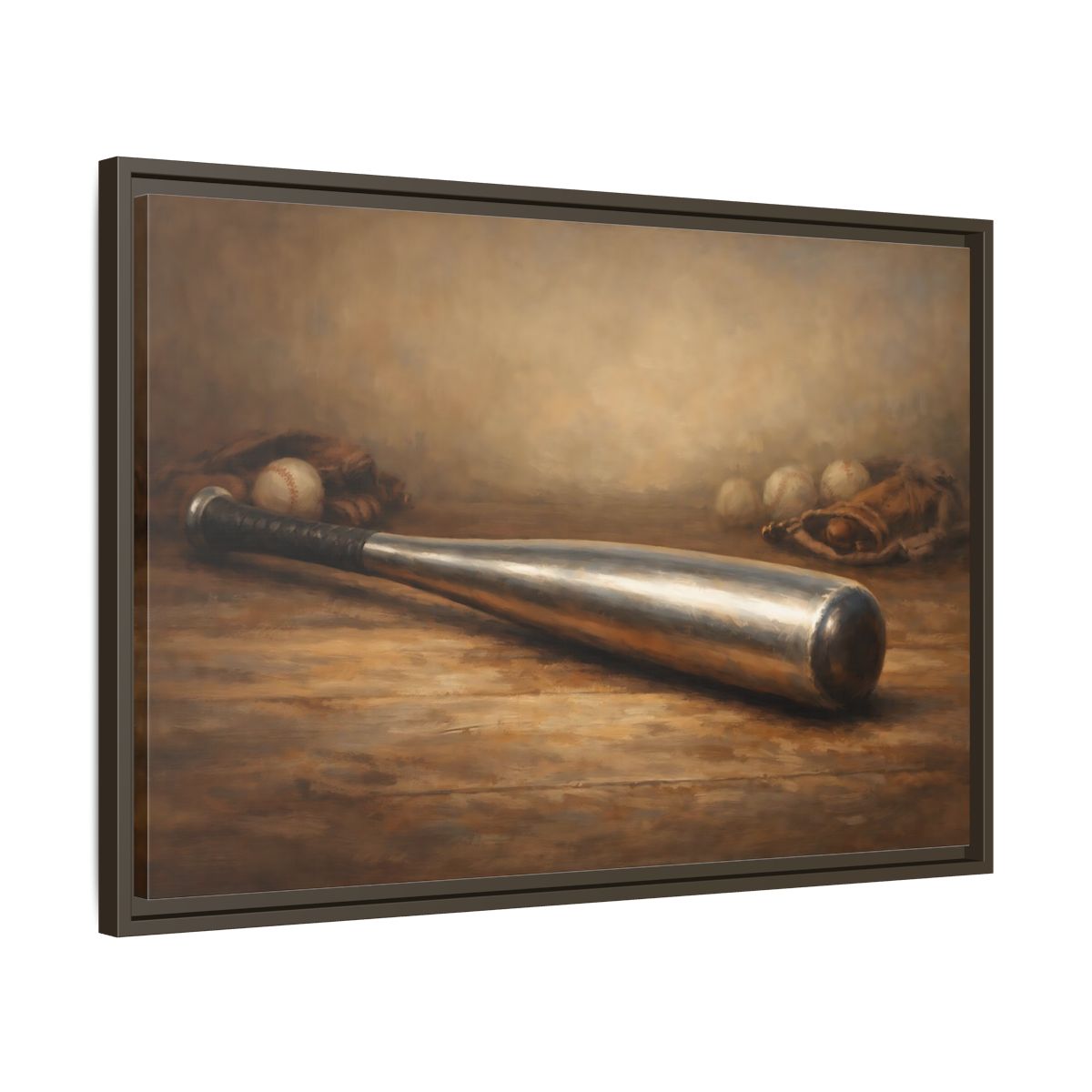 Side Mockup 11. Sports Baseball Bat Rustic Sports shown as stretched canvas wall art