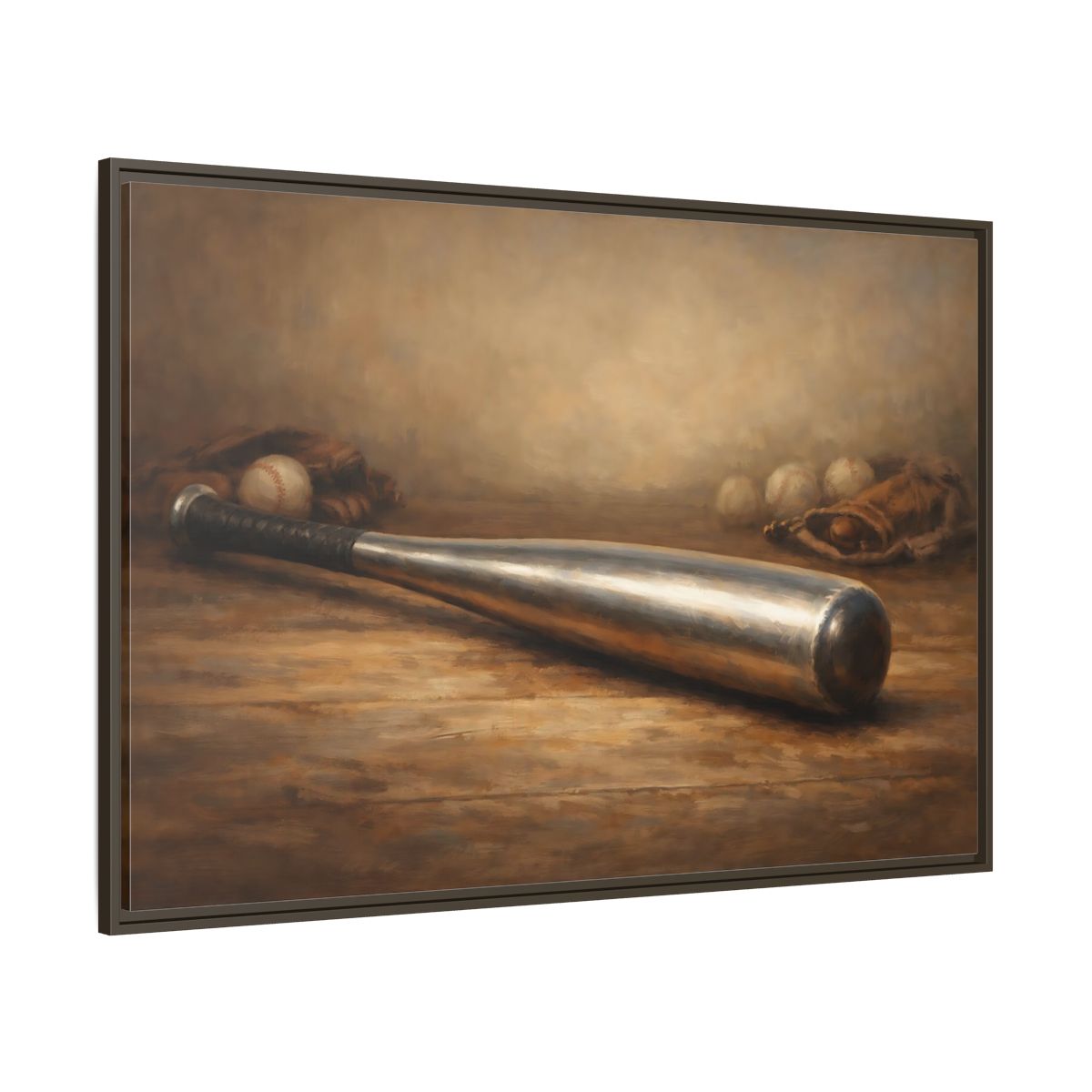 Main Mockup. Sports Baseball Bat Rustic Sports shown as stretched canvas wall art