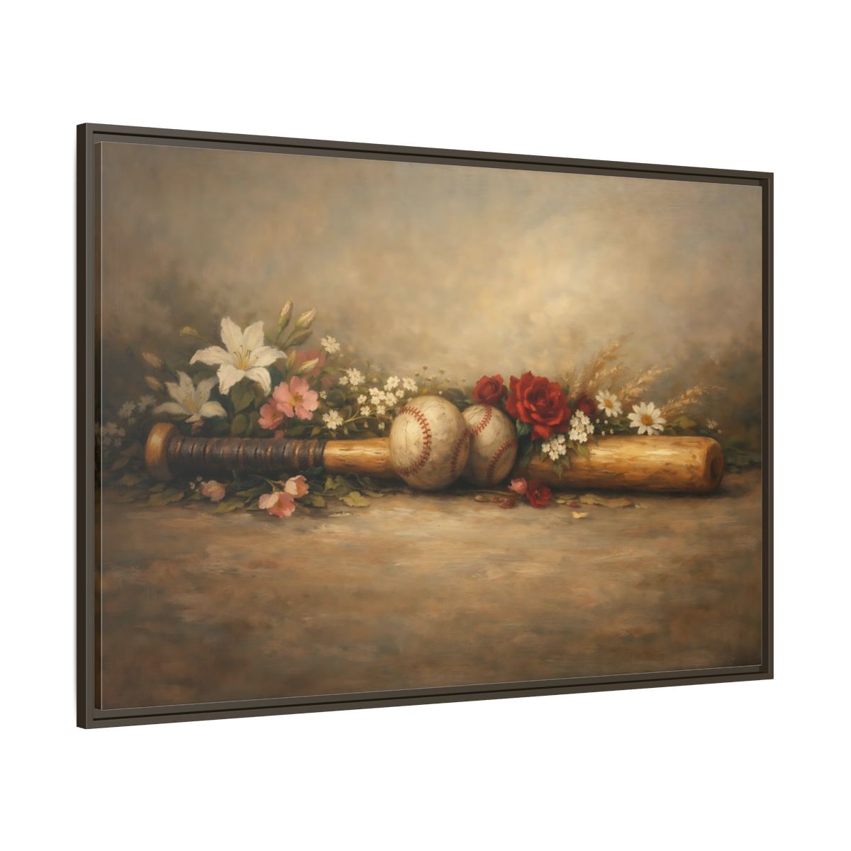 Main Mockup. Sports Baseball Bat Vintage Baseball shown as stretched canvas wall art