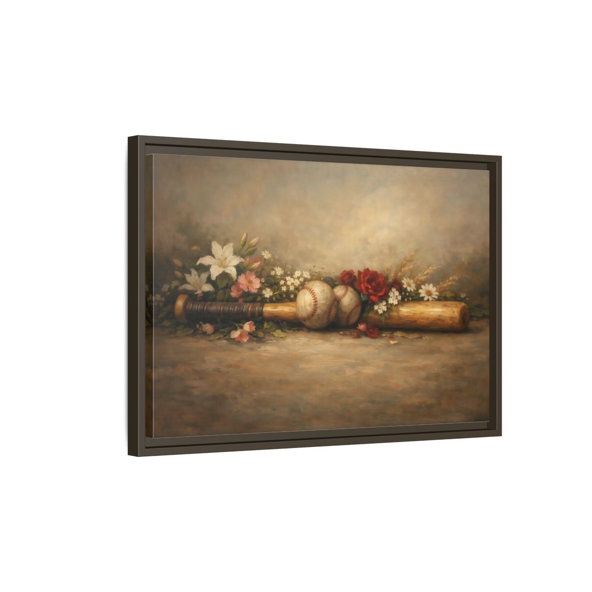 Side Mockup 2. Sports Baseball Bat Vintage Baseball shown as stretched canvas wall art
