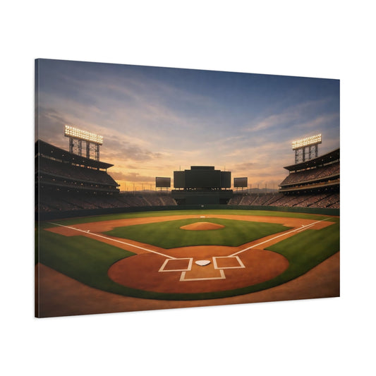 Sports Baseball Stadium Baseball Stadium Sunset shown as stretched canvas wall art