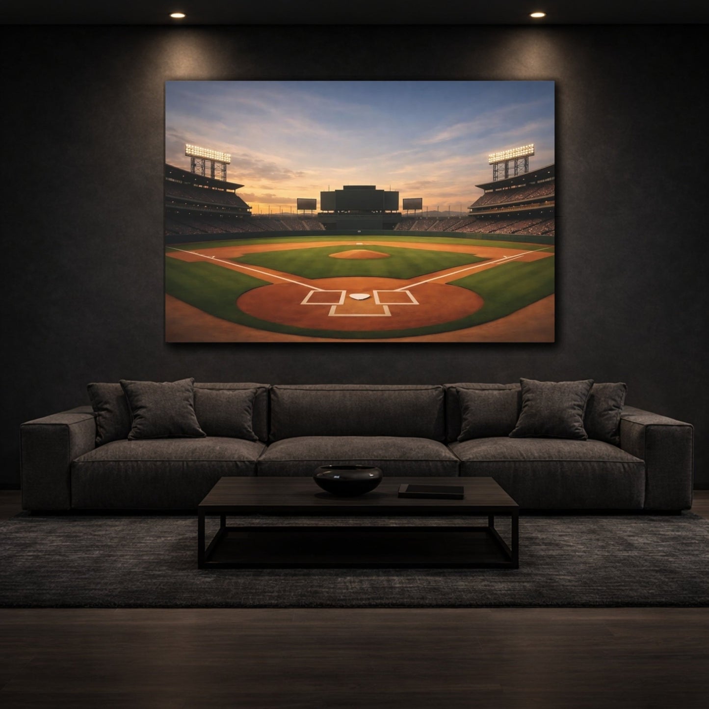 Sports Baseball Stadium Sunset - Canvas Wall Art Print - YesArtYes