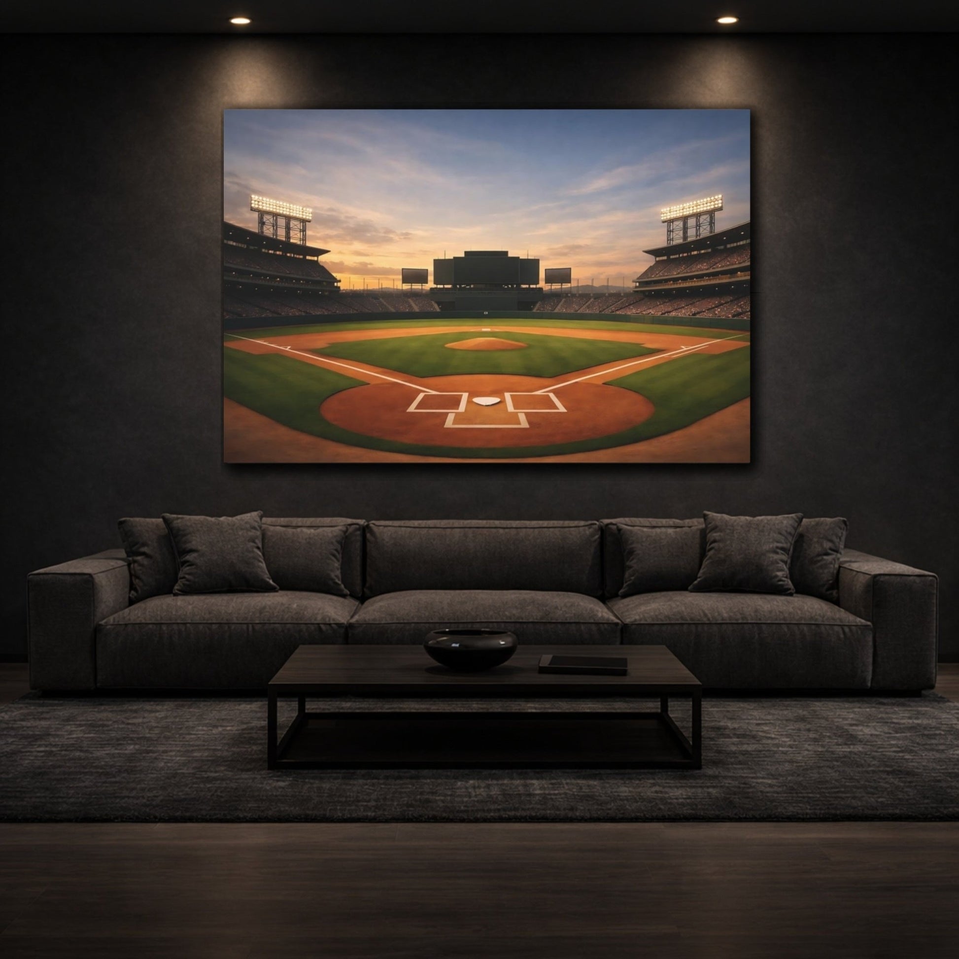 Sports Baseball Stadium Sunset - Canvas Wall Art Print - YesArtYes