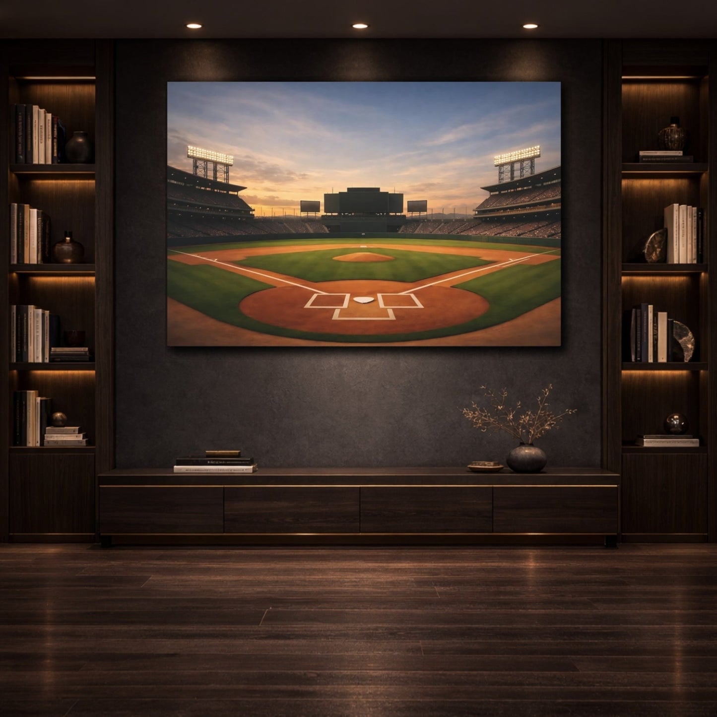 Sports Baseball Stadium Sunset - Canvas Wall Art Print - YesArtYes