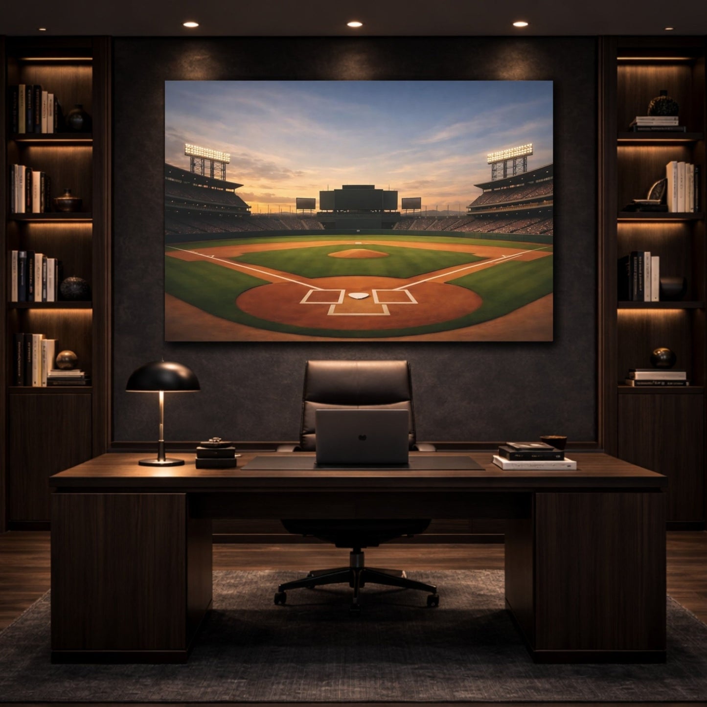 Sports Baseball Stadium Sunset - Canvas Wall Art Print - YesArtYes