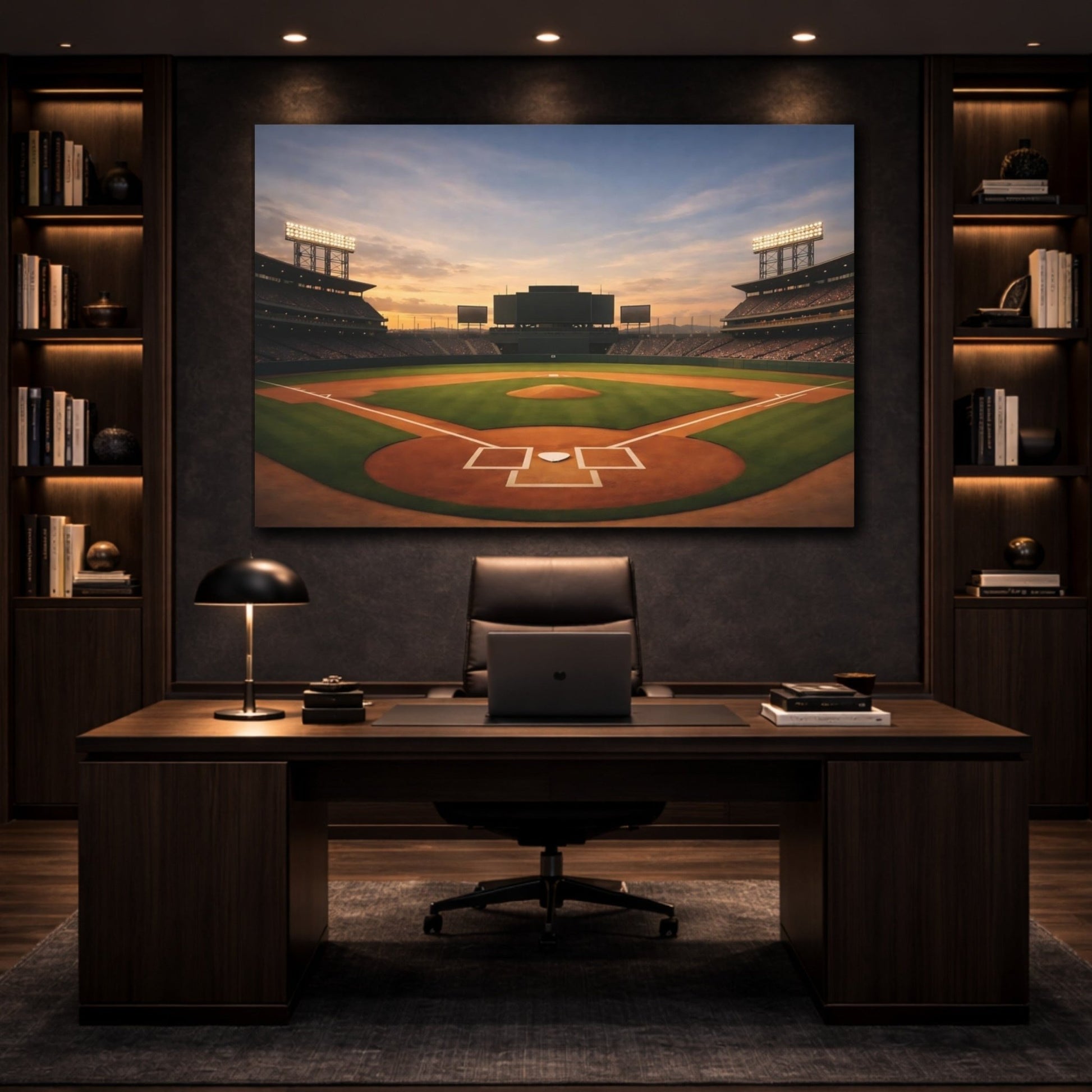 Sports Baseball Stadium Sunset - Canvas Wall Art Print - YesArtYes