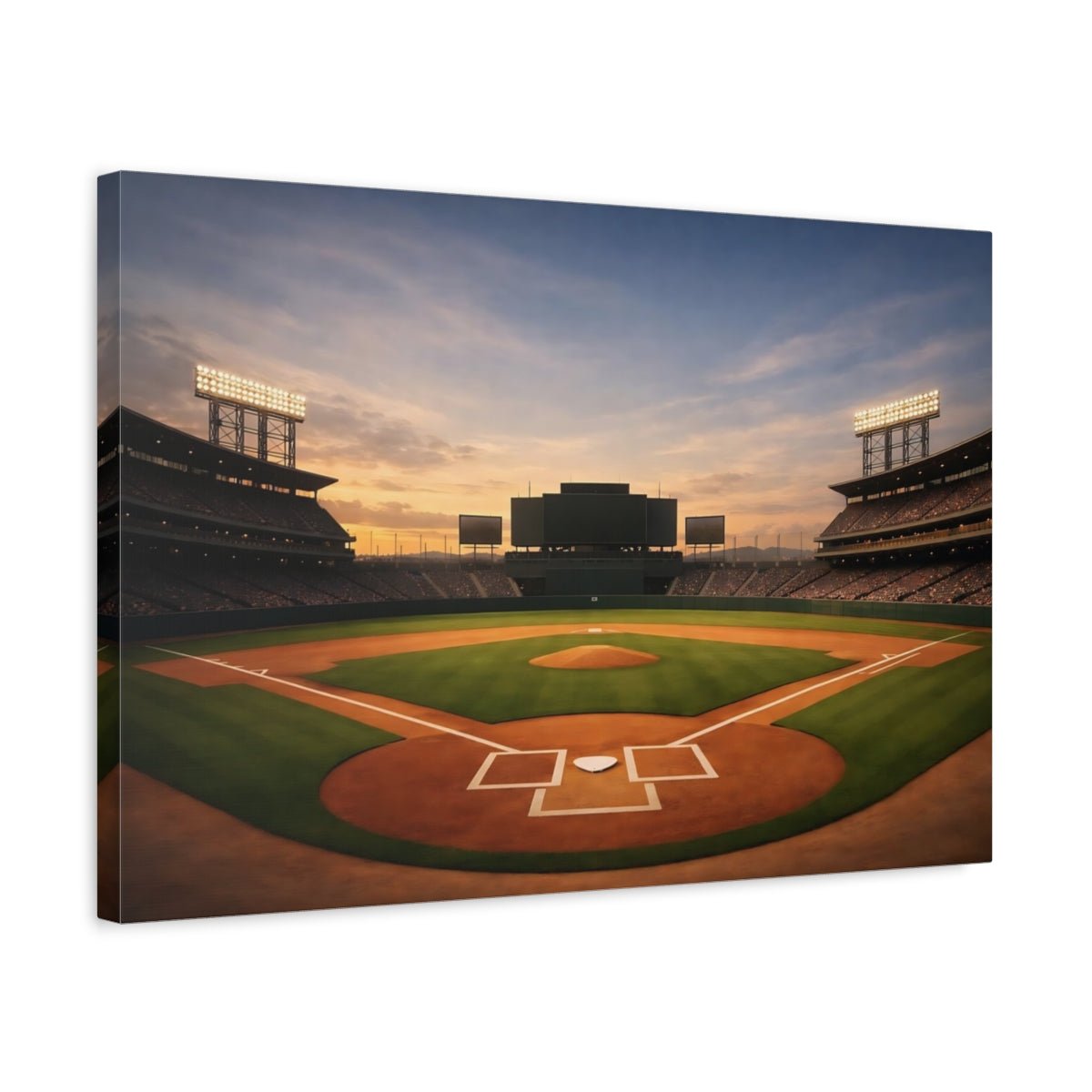 Sports Baseball Stadium Sunset - Canvas Wall Art Print - YesArtYes