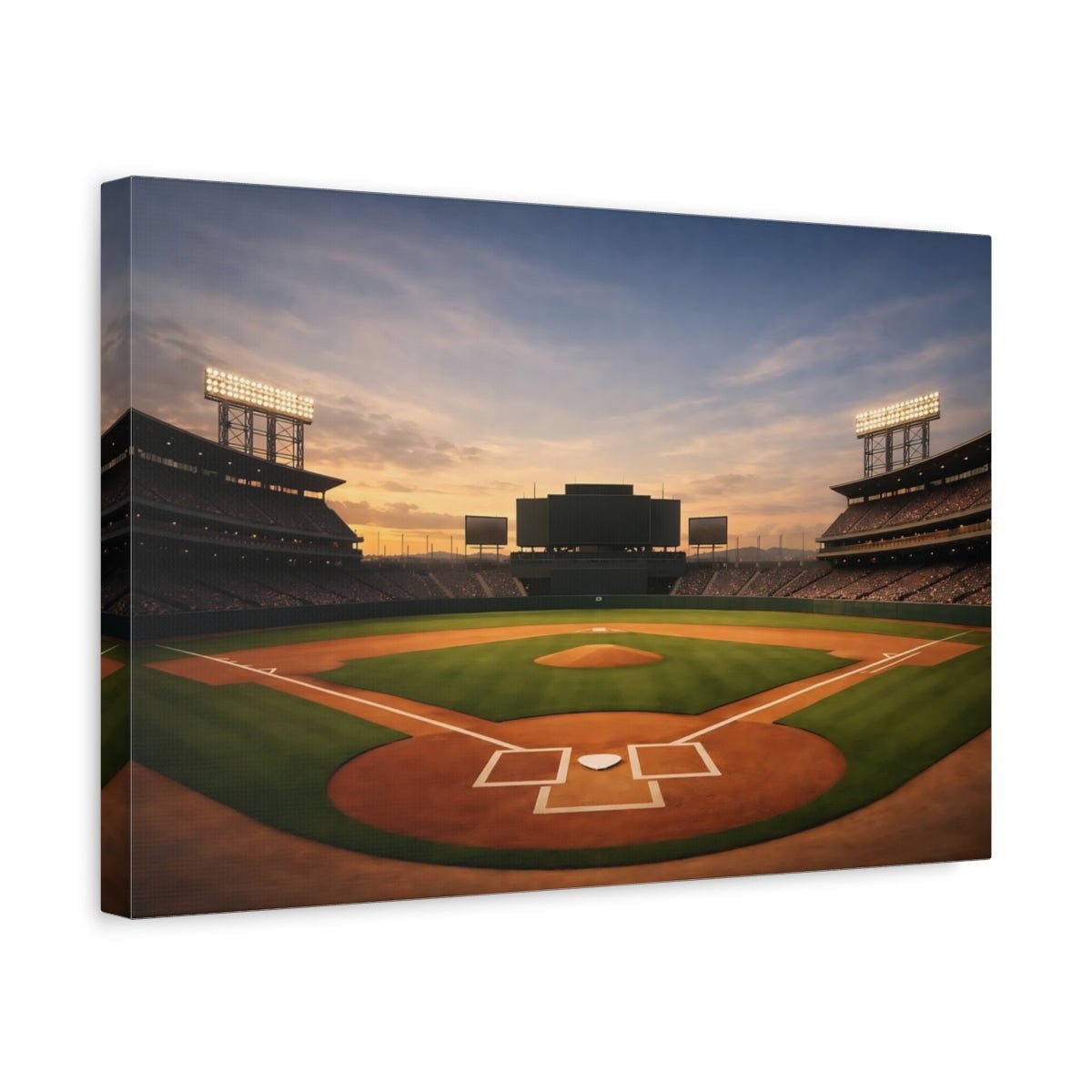 Sports Baseball Stadium Sunset - Canvas Wall Art Print - YesArtYes