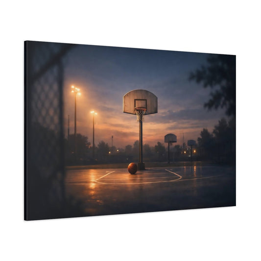 Sports Basketball Court Dusk - Canvas Wall Art Print - YesArtYes