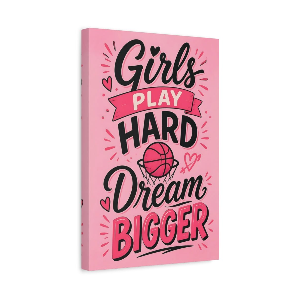 Sports Basketball Pink Quote Canvas Print – Graphic Decor for Girls Bedroom, Statement Wall - YesArtYes