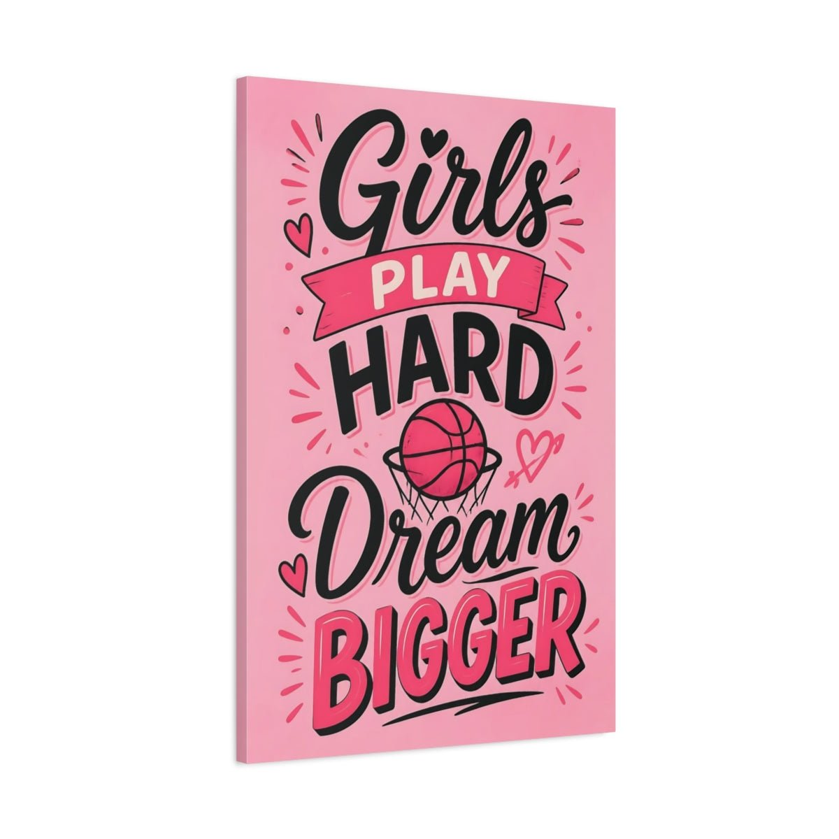 Sports Basketball Pink Quote Canvas Print – Graphic Decor for Girls Bedroom, Statement Wall - YesArtYes