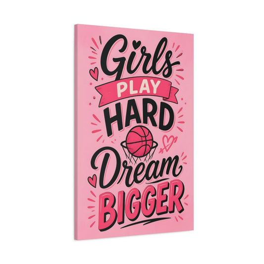 Sports Basketball Pink Quote Canvas Print – Graphic Decor for Girls Bedroom, Statement Wall - YesArtYes