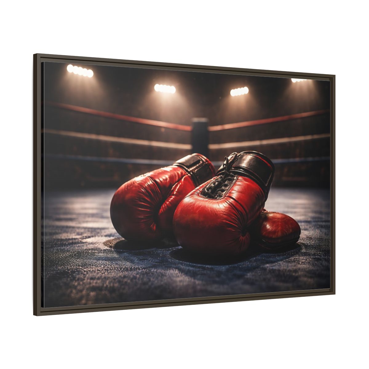 Main Mockup. Sports Boxing Gloves Red Boxing Gloves shown as stretched canvas wall art