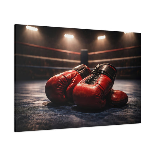 Sports Boxing Gloves Red Boxing Gloves shown as stretched canvas wall art