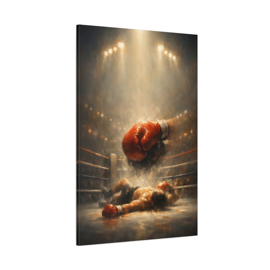 Main Mockup. Sports Boxing Match Boxing Knockout shown as stretched canvas wall art