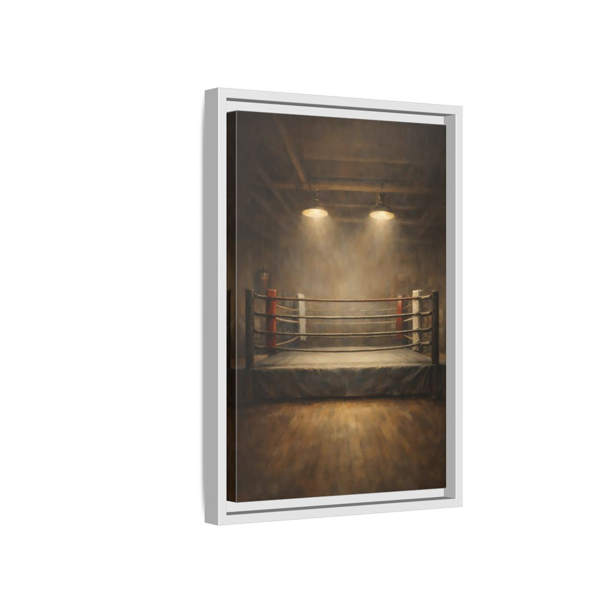Side Mockup 4. Sports Boxing Ring Brown And Beige shown as stretched canvas wall art
