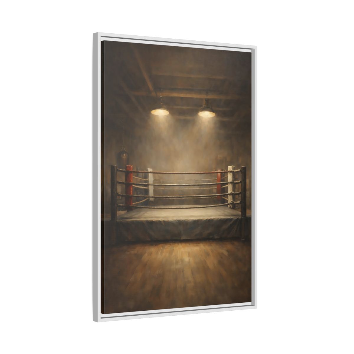 Side Mockup 9. Sports Boxing Ring Brown And Beige shown as stretched canvas wall art