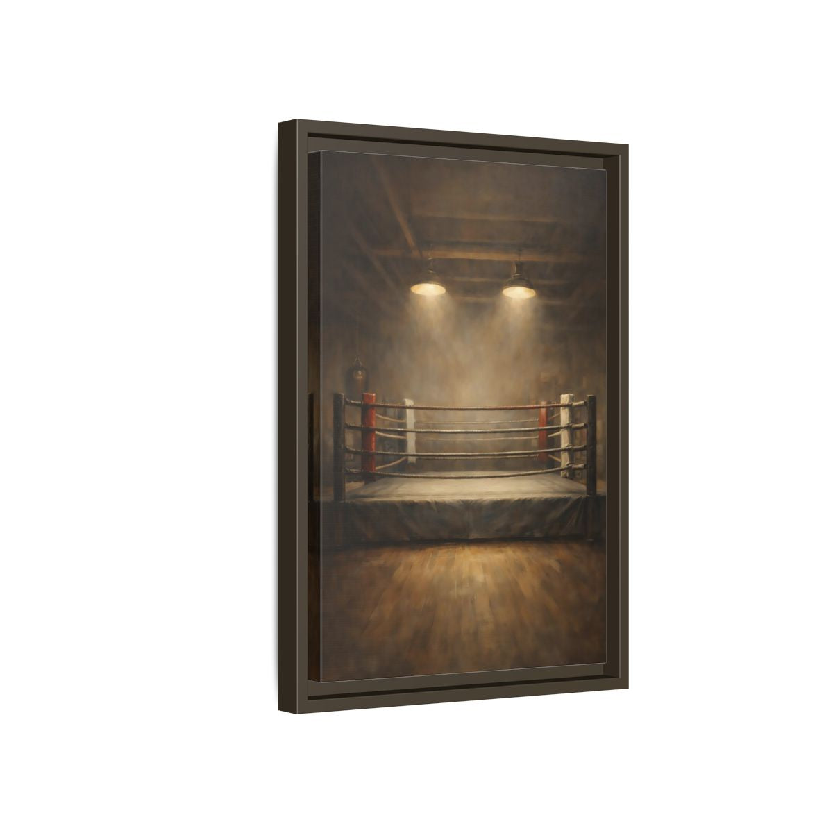 Side Mockup 5. Sports Boxing Ring Brown And Beige shown as stretched canvas wall art