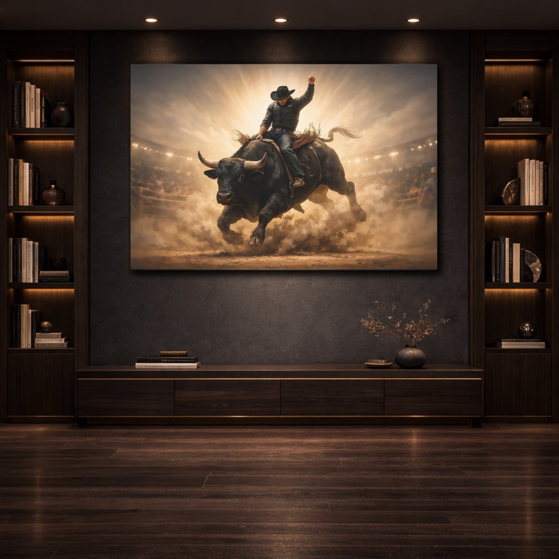 Sports Bull Riding Rodeo - Canvas Wall Art Print - YesArtYes