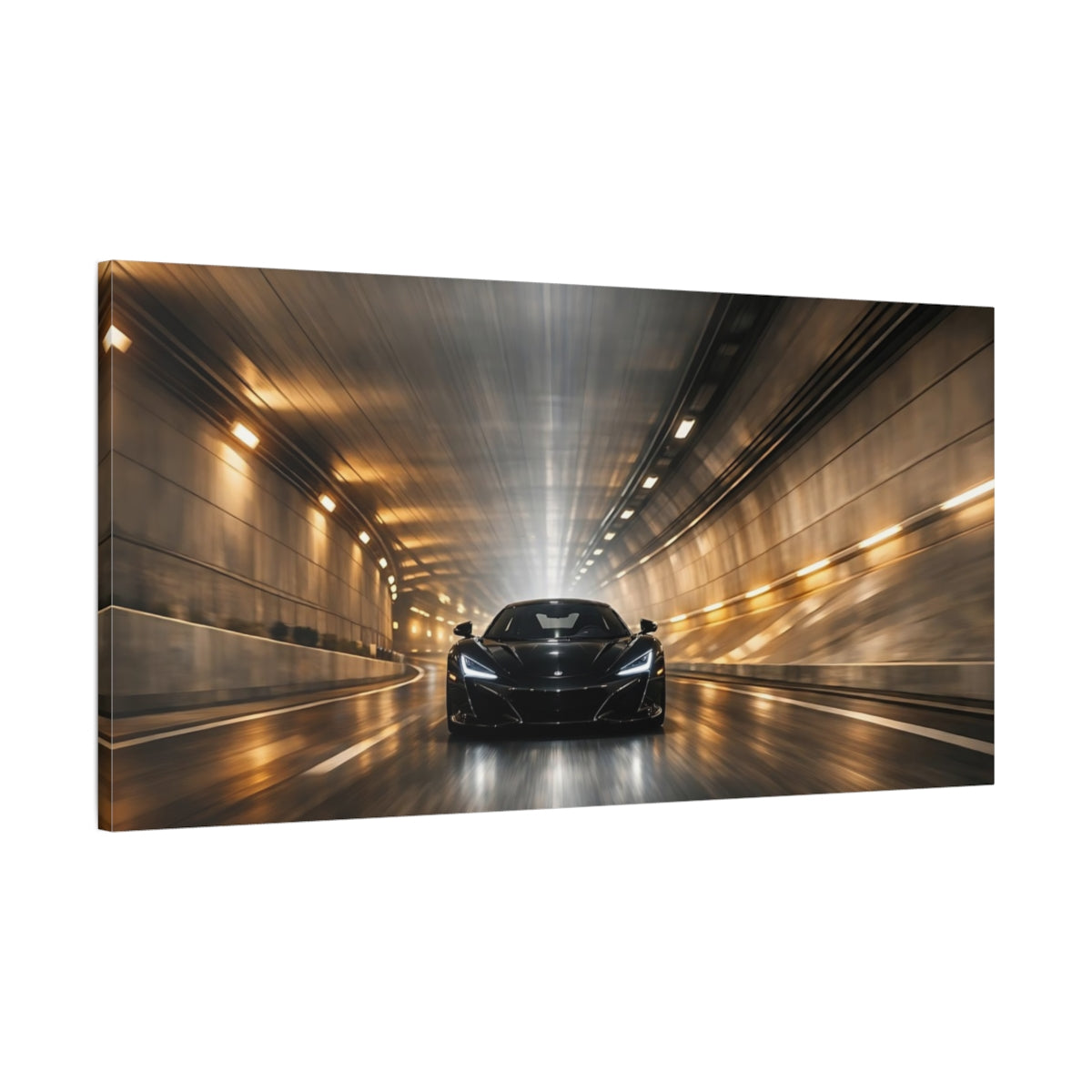 Side Mockup 1. Sports Sports Car Black Sports Car shown as stretched canvas wall art