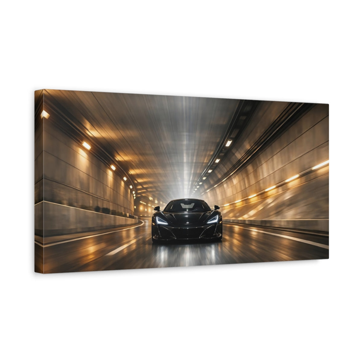 Side Mockup 3. Sports Sports Car Black Sports Car shown as stretched canvas wall art
