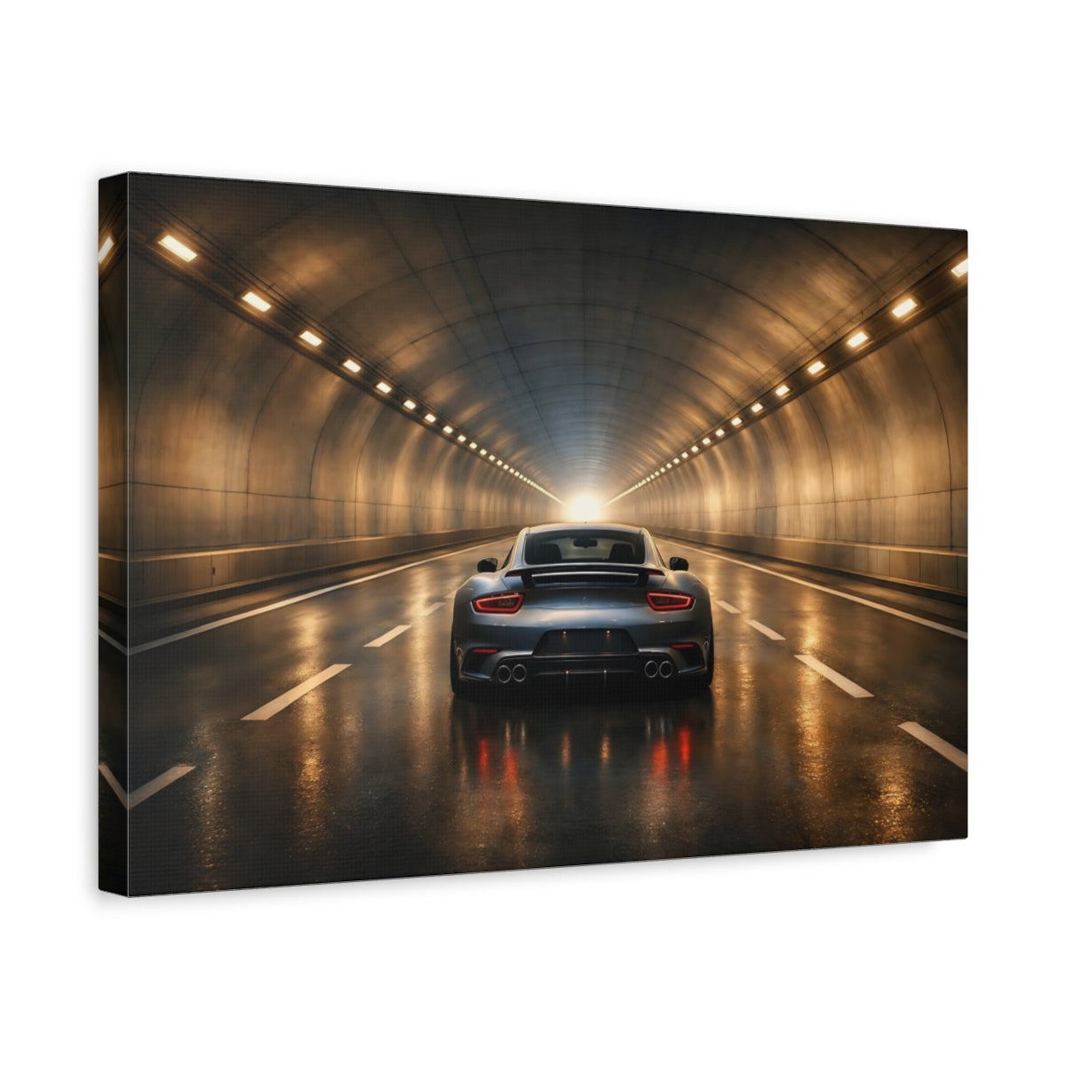 Side Mockup 4. Sports Sports Car Grey Car shown as stretched canvas wall art
