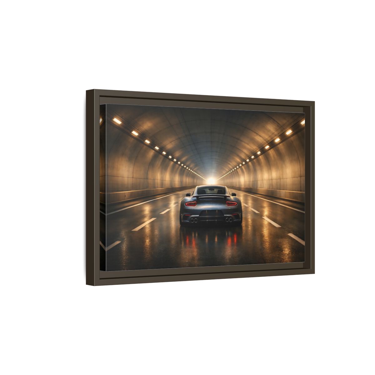 Side Mockup 5. Sports Sports Car Grey Sports Car shown as stretched canvas wall art