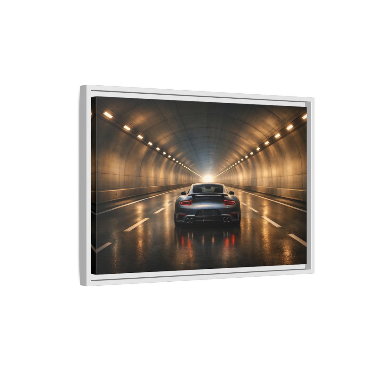 Side Mockup 1. Sports Sports Car Grey Sports Car shown as stretched canvas wall art