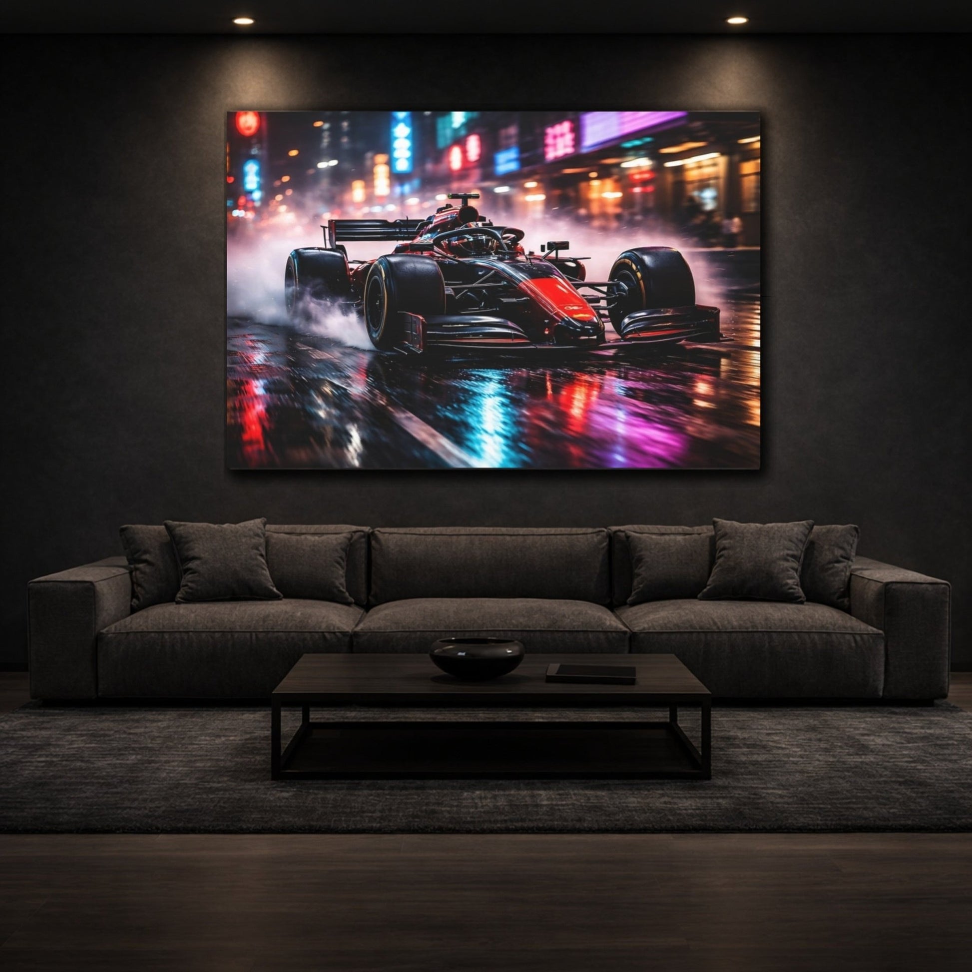 Sports Formula Car Red Race - Canvas Wall Art Print - YesArtYes