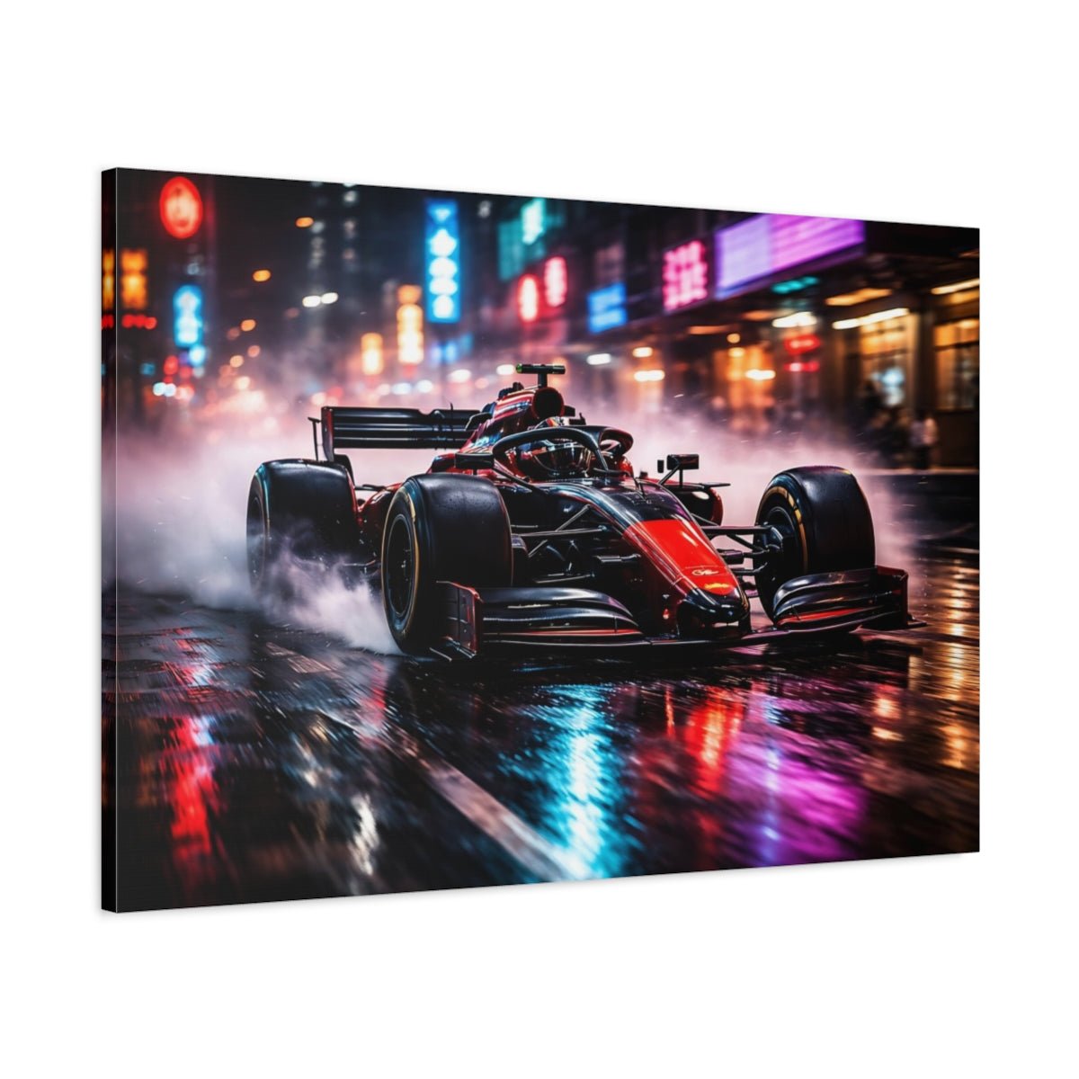 Sports Formula Car Red Race - Canvas Wall Art Print - YesArtYes