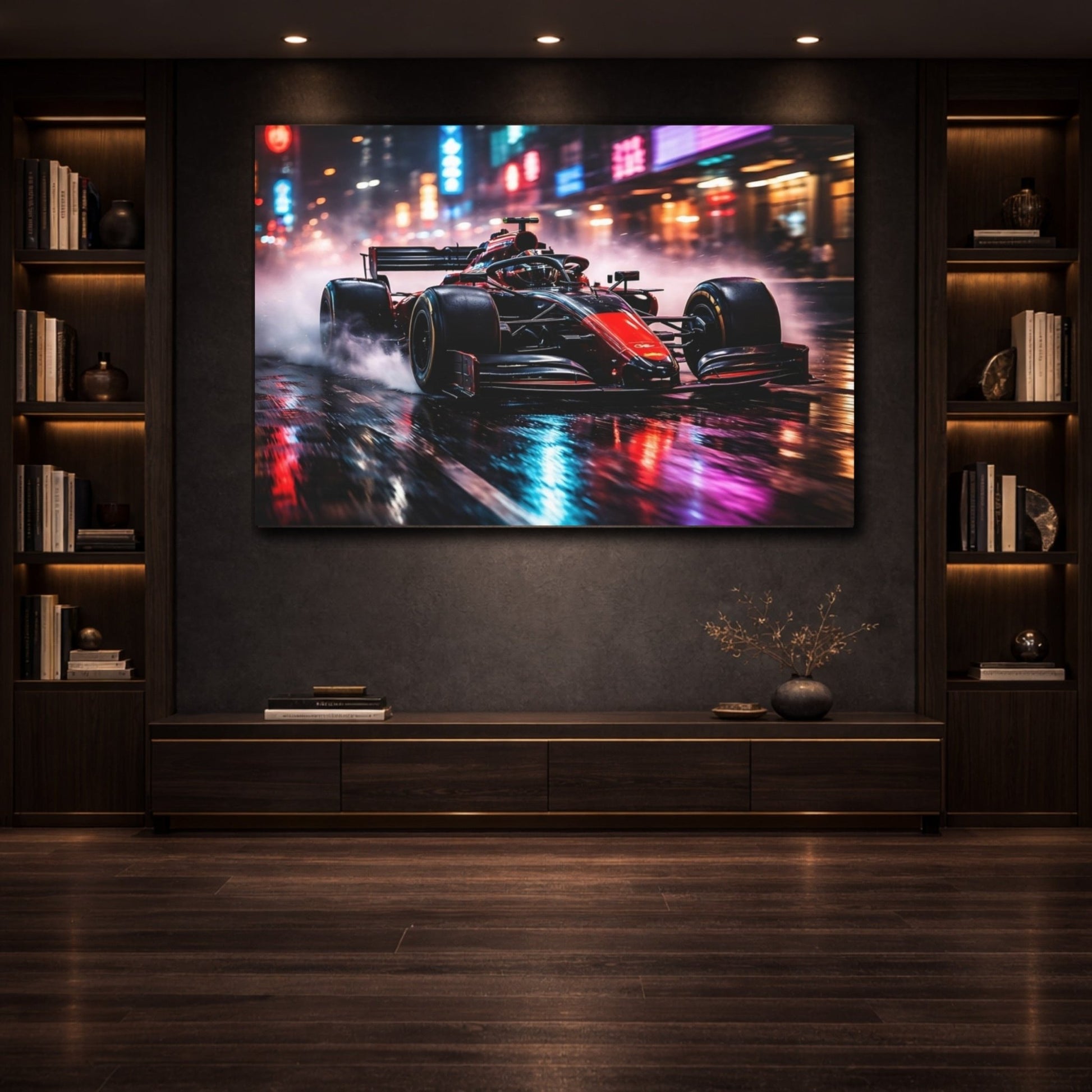 Sports Formula Car Red Race - Canvas Wall Art Print - YesArtYes